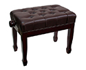 Linley Adjustable Piano Bench w/ Buttoned Seat and Padded Edge - Mahogany