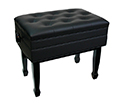 Linley Deluxe Adjustable Piano Bench w/Compartment - Black