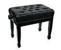 Adjustable Piano Bench w/ Buttoned Seat and Padded Edge - Black
