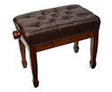 Adjustable Piano Bench w/ Buttoned Seat and Padded Edge - Walnut
