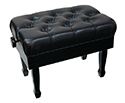 Adjustable Concert Piano Bench w/ Ultra-padded Buttoned Seat - Black