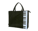 Music Carry Bag-Wide Black w/Piano keys